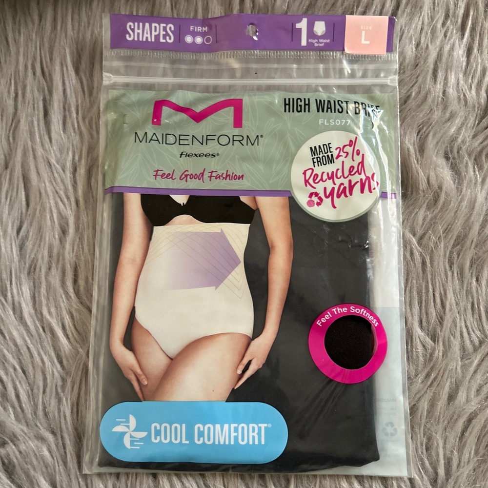 Maidenform Flexees High Waist Brief Shapewear Women's‎ Size Large Black Soft